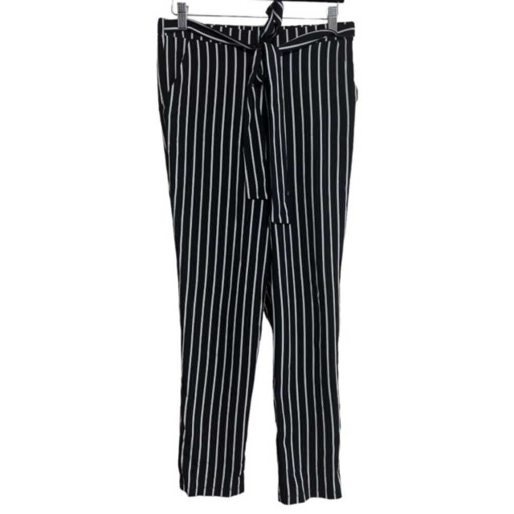 Mosaic & Co Black and White Striped Dress Pants M